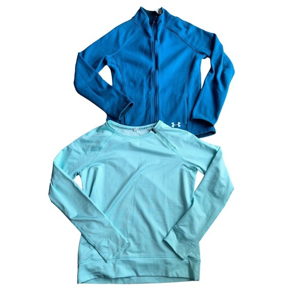 Under Armour Womens Activewear Small Sweatshirt Lot of 2 Full Zip Crewneck Blue - Picture 5 of 16